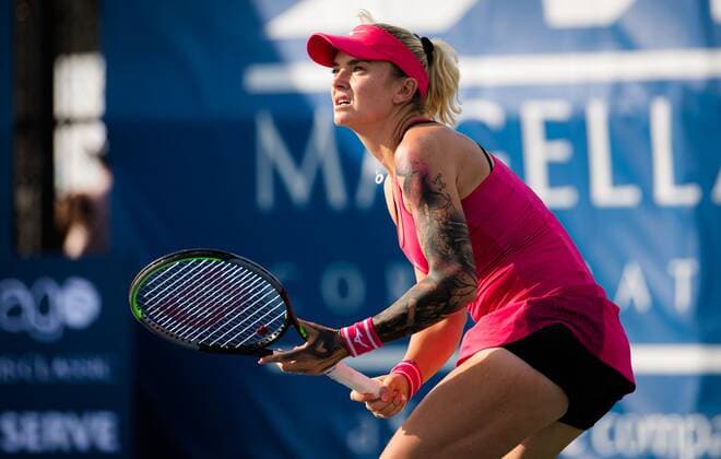 Mandatory Credit: Photo by Rob Prange Shutterstock (12471256ca) Tereza Martincova of the Czech Republic in action during the third round of the 2021 Chicago Fall Tennis Classic WTA, Tennis Damen 500 tennis tournament Chicago Fall Tennis Classic 2021, Tennis, Chicago, USA - 30 Sep 2021 Chicago Fall Tennis Classic 2021, Tennis, Chicago, USA - 30 Sep 2021  Copyright: xRobxPrange Shutterstockx 12471256ca