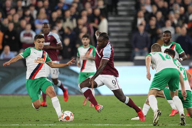 West Ham United v Rapid Vienna UEFA Europa League Michail Antonio of West Ham United in action during the UEFA Europa League Group H match at the London Stadium, Stratford Content Not Available For UK Newspapers Copyright: xPaulxChestertonx FIL-15928-0147