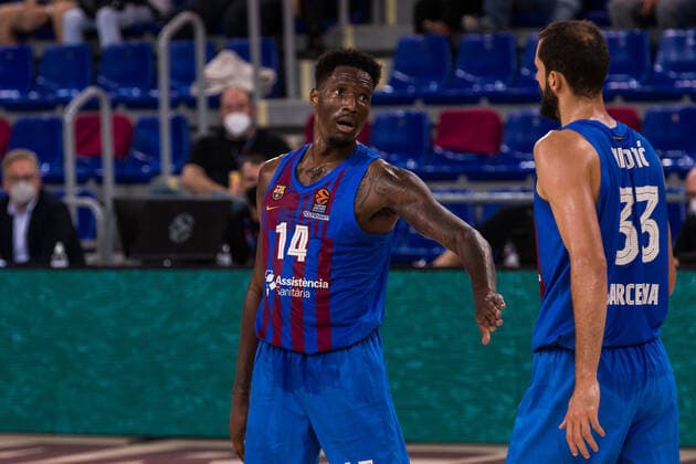 October 1, 2021, Barcelona, Barcelona, Spain: Nigel Hayes-Davis of FC Barcelona, Barca gestures during the Turkish Airlines EuroLeague match between FC Barcelona and Alba Berlin at Palau Blaugrana on October 01, 2021 in Barcelona, Spain. Barcelona Spain - ZUMAa181 20211001_zaa_a181_107 Copyright: xJavierxBorregox