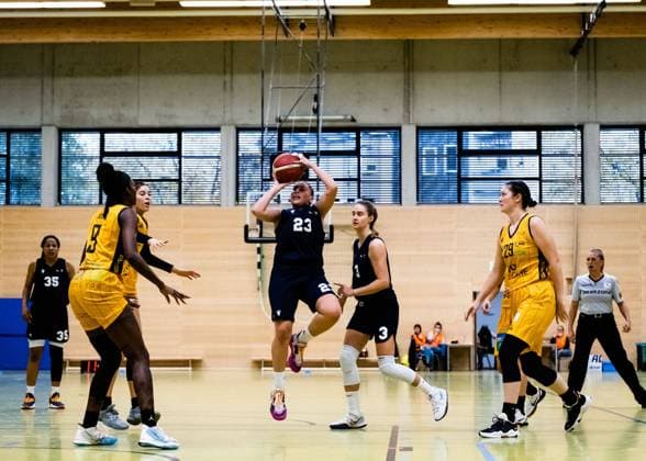 Duesseldorf, Germany, October 3r Evgenia Kollatou ( 23 Capitol Bascats ) in action during the 1. Toyota Damen Basketball Bundesliga game between the Capitol Bascats Duesseldorf and inexio Royals Saarlouis at Wekita Sportarena in Duesseldorf 1. Toyota Damen Basketball Bundesliga - Capitol Bascats Duesseld 
