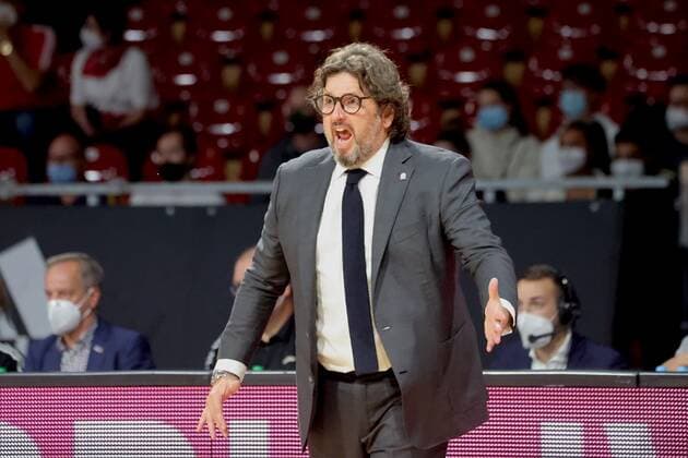 Bayerns - Head Coach Andrea TRINCHIERI. Basketball, Bayern - Bamberg, BBL-Pokal, Achtelfinale, Saison 2021-2022, am 3.10.2021 in Muenchen, A U D I D O M E, Deutschland. Quelle Copyright Credit : Oryk HAIST
