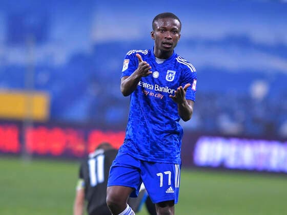 Samuel Asamoah in the football match between FC U Craiova and Universitatea Craiova, counting for Liga 1 Casa Pariurilor, played on Ion Oblemenco Stadium in Craiova, Sunday, October 3, 2021 Craiova Copyright: xRazvanxPasarica SPORTxPICTURESx