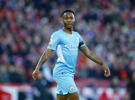 Mandatory Credit: Photo by Matt West Shutterstock (12519923ef) Raheem Sterling of Manchester City Liverpool v Manchester City, Premier League, Football, Anfield, Liverpool, UK - 03 Oct 2021 EDITORIAL USE ONLY No use with unauthorised audio, video, data, fixture lists, club league logos or live services. Online in-match use limited to 120 images, no video emulation. No use in betting, games or single club league player publications. Liverpool v Manchester City, Premier League, Football, Anfield, Liverpool, UK - 03 Oct 2021 EDITORIAL USE ONLY No use with unauthorised audio, video, data, fixture lists, club league logos or live services. Online in-match use limited to 120 images, no video emulation. No use in betting, games or single club league player publications. Copyright: xMattxWest Shutterstockx 12519923ef