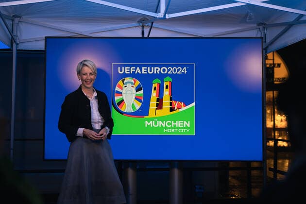Präsentation des EM Host City Logo der Stadt München München Bayern Deutschland Copyright: xMaxxLudwigx-xmufkinnphotosx