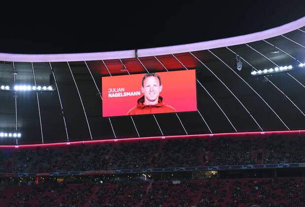 FUSSBALL CHAMPIONS LEAGUE SAISON 2021 2022 Vorrunde Gruppe E FC Bayern Muenchen - Dynamo Kiew 29.09.2021 Schmuckbild; Anzeigentafel in der Allianz Arena, Trainer Julian Nagelsmann