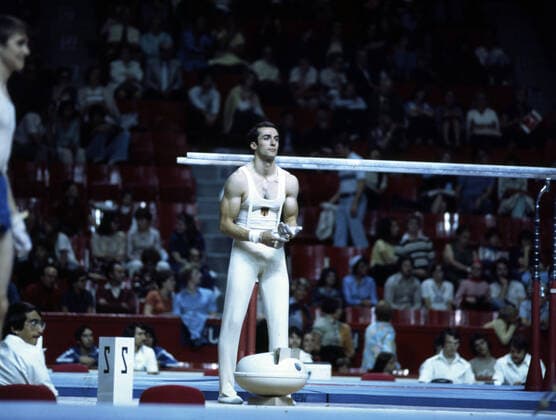 30.07.76 Olympia Montreal 1976 Turnen Kanada, Montreal, 30.07.1976, Olympia Montreal 1976, Turnen: Eberhard Gienger (GER). *** 30 07 76 Olympia Montreal 1976 Gymnastics Canada, Montreal, 30 07 1976, Olympia Montreal 1976, Gymnastics Eberhard Gienger GER