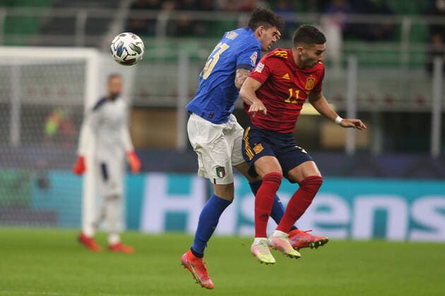 Milan, Italy - 06.10.2021: EMERSON (ITALY) FERRA TORRES (SPAIN) in action during the Finals Uefa Nations League football match Italy vs Spain at San Siro Stadium in Milan on october 06th 2021.  Copyright: xMarcoxIacobuccix xIPAx xMarcoxIacobuccix 0