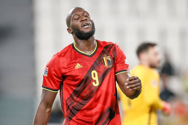 Belgium s Romelu Lukaku reacts during a soccer game between Belgian national team, Nationalteam Red Devils and France, the semi-finals of the Nations League, in Torino, Italy, on Thursday 07 October 2021. BRUNOxFAHY  x3109457x