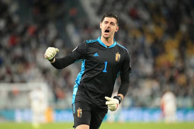 Thibaut Courtois (Belgium) celebrates the goal of Romelu Lukaku during Semifinals - Belgium vs France, football UEFA Nations League match in Turin, Italy, October 07 2021  Copyright: xClaudioxBenedettox xIPAx xx 0