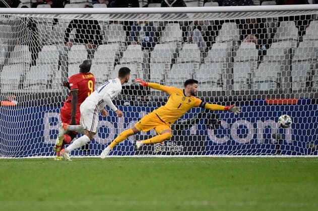 Romelu Lukaku of Belgium scores the goal canceled by the var during the Uefa Nations League semi-final football match between Belgium and France at Juventus stadium in Torino (Italy), October 7th, 2021. Photo Andrea Staccioli Insidefoto andreaxstaccioli