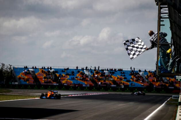 Finish flag, F1 Grand Prix of Turkey at Intercity Istanbul Park on October 8, 2021 in Istanbul, Turkey. (Photo by HOCH ZWEI) Istanbul Turkey
