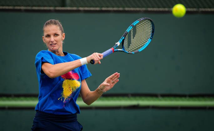 October 7, 2021, INDIAN WELS, UNITED STATES: Karolina Pliskova of the Czech Republic during practice ahead of the 2021 BNP Paribas Open WTA, Tennis Damen 1000 tennis tournament INDIAN WELS UNITED STATES - ZUMAa181 20211007_zaa_a181_161 Copyright: xRobxPrangex