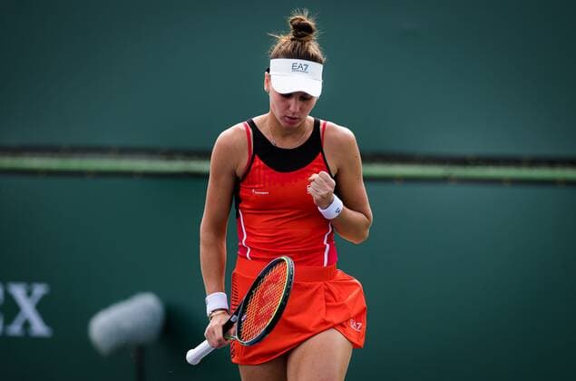 Mandatory Credit: Photo by Rob Prange Shutterstock (12524630cl) Veronika Kudermetova of Russia in action during the second round of the 2021 BNP Paribas Open WTA, Tennis Damen 1000 tennis tournament BNP Paribas Open, Tennis, Day 3, Indian Wells Tennis Garden, California, USA - 08 Oct 2021 BNP Paribas Open, Tennis, Day 3, Indian Wells Tennis Garden, California, USA - 08 Oct 2021 Copyright: xRobxPrange Shutterstockx 12524630cl