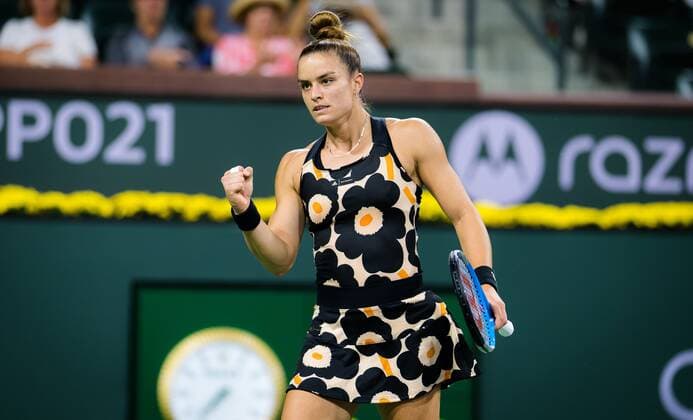 Mandatory Credit: Photo by Rob Prange Shutterstock (12524631dr) Maria Sakkari of Greece in action during the second round at the 2021 BNP Paribas Open WTA, Tennis Damen 1000 tennis tournament BNP Paribas Open, Tennis, Day 4, Indian Wells Tennis Garden, California, USA - 09 Oct 2021 BNP Paribas Open, Tennis, Day 4, Indian Wells Tennis Garden, California, USA - 09 Oct 2021  Copyright: xRobxPrange Shutterstockx 12524631dr