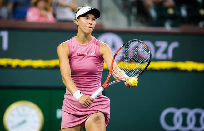 Mandatory Credit: Photo by Rob Prange Shutterstock (12524631dq) Viktorija Golubic of Switzerland in action during the second round at the 2021 BNP Paribas Open WTA, Tennis Damen 1000 tennis tournament BNP Paribas Open, Tennis, Day 4, Indian Wells Tennis Garden, California, USA - 09 Oct 2021 BNP Paribas Open, Tennis, Day 4, Indian Wells Tennis Garden, California, USA - 09 Oct 2021  Copyright: xRobxPrange Shutterstockx 12524631dq