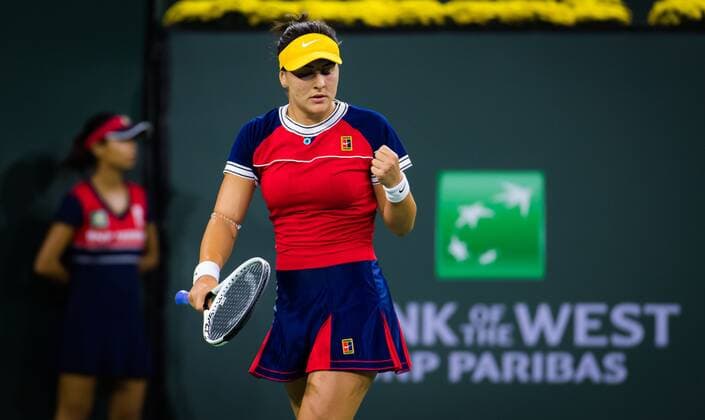 Mandatory Credit: Photo by Rob Prange Shutterstock (12524631ed) Bianca Andreescu of Canada in action during the second round at the 2021 BNP Paribas Open WTA, Tennis Damen 1000 tennis tournament BNP Paribas Open, Tennis, Day 4, Indian Wells Tennis Garden, California, USA - 09 Oct 2021 BNP Paribas Open, Tennis, Day 4, Indian Wells Tennis Garden, California, USA - 09 Oct 2021  Copyright: xRobxPrange Shutterstockx 12524631ed