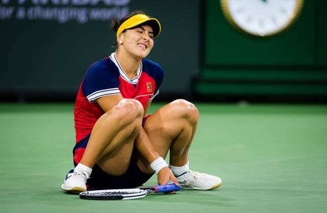 Mandatory Credit: Photo by Rob Prange Shutterstock (12524631fk) Bianca Andreescu of Canada in action during the second round at the 2021 BNP Paribas Open WTA, Tennis Damen 1000 tennis tournament BNP Paribas Open, Tennis, Day 4, Indian Wells Tennis Garden, California, USA - 09 Oct 2021 BNP Paribas Open, Tennis, Day 4, Indian Wells Tennis Garden, California, USA - 09 Oct 2021  Copyright: xRobxPrange Shutterstockx 12524631fk