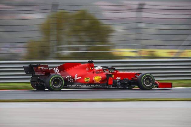 16 LECLERC Charles (mco), Scuderia Ferrari SF21, action during the Formula 1 Rolex Turkish Grand Prix 2021, 16th round of the 2021 FIA Formula One World Championship, WM, Weltmeisterschaft from October 8 to 10, 2021 on the Istanbul Park, in Tuzla, Turkey - F1 - TURKISH GRAND PRIX 2021 - RACE DPPI Panoramic  _B2_0273