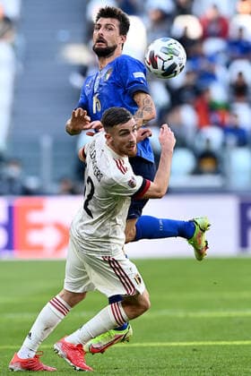 Db Torino 10 10 2021 - Uefa Nations League Italia-Belgio foto Daniele Buffa Image nella foto: Francesco Acerbi-Alexis Saelemaekers 