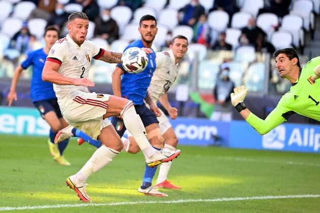 TORINO, ITALY - OCTOBER 10 : Toby Alderweireld defender of Belgium during to the UEFA Nations League Finals 2021 Third Place match between Italy and Belgium on October 10, 2021 in Torino, Italy, 10 10 2021 ( Italy v Belgium UEFA Nations League Third Place Match PhotoNews Panoramic 