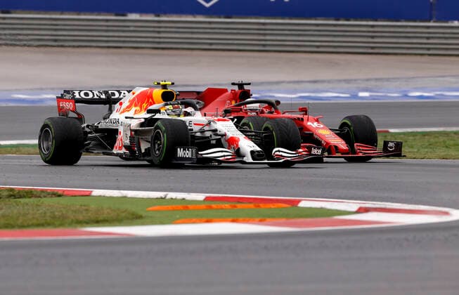 11 Sergio Perez (MEX, Red Bull Racing), 16 Charles Leclerc (MON, Scuderia Ferrari Mission Winnow), F1 Grand Prix of Turkey at Intercity Istanbul Park on October 10, 2021 in Istanbul, Turkey. (Photo by HOCH ZWEI) Istanbul Turkey