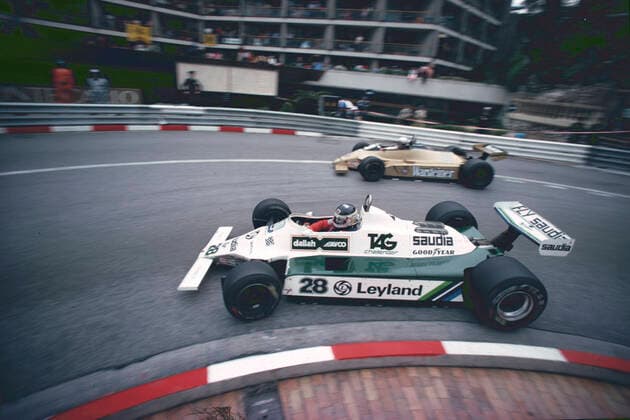 GP MONACO 1980 Carlos Reutemann fährt im Williams FW078Ford Cosworth3,0V8 in der Loews-Kurve dem Sieg entgegen außen macht Jochen Mass dem Schnelleren Platz und kommt trotzdem am Ende auf Plat 4 im Arrows A3 Ford Cosworth 3,0V8 *** GP MONACO 1980 Carlos Reutemann drives in the Williams FW078Ford Cosworth3,0V8 in the Loews curve towards the victory outside makes Jochen Mass the faster place and comes nevertheless at the end on place 4 in the Arrows A3 Ford Cosworth 3,0V8
