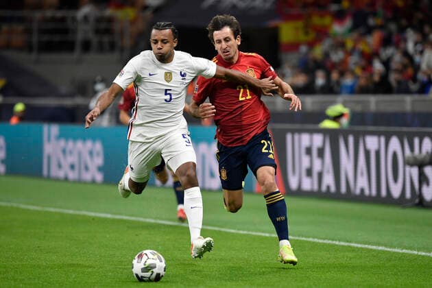 Jules Kounde of France and Mikel Oyarzabal of Spain during the Uefa Nations League final football match between Spain and France at San Siro stadium in Milano (Italy), October 10th, 2021. Photo Andrea Staccioli Insidefoto andreaxstaccioli