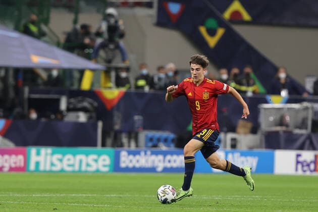 Gavi of Spain in action during the UEFA Nations League Finals 2021 final football match between Spain and France at Giuseppe Meazza Stadium, Milan, Italy on October 10, 2021  Copyright: xFabrizioxCarabellix xIPAx xx 0