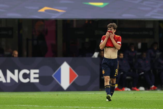 Gavi of Spain reacts during the UEFA Nations League Finals 2021 final football match between Spain and France at Giuseppe Meazza Stadium, Milan, Italy on October 10, 2021  Copyright: xFabrizioxCarabellix xIPAx xx 0