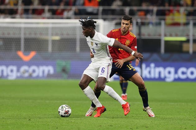 Paul Pogba of France fights for the ball against Rodri of Spain during the UEFA Nations League Finals 2021 final football match between Spain and France at Giuseppe Meazza Stadium, Milan, Italy on October 10, 2021  Copyright: xFabrizioxCarabellix xIPAx xx 0
