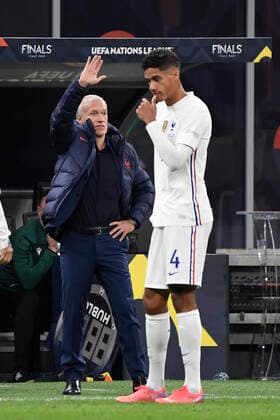 Didier Deschamps coach of France and Raphael Varane of France enjured during the Uefa Nations League final football match between Spain and France at San Siro stadium in Milano (Italy), October 10th, 2021. Photo Andrea Staccioli Insidefoto andreaxstaccioli