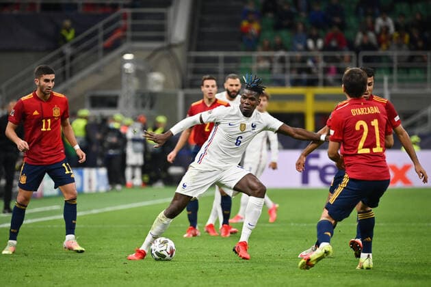 Photo LaPresse - Massimo Paolone October, 10 2021 Milan, Italy soccer Spain vs France - Nations League Final Season 2020 2021 - San Siro Stadium of Milan. In the pic: Paul Pogba (France) in action  Copyright: xMassimoxPaolone LaPressex
