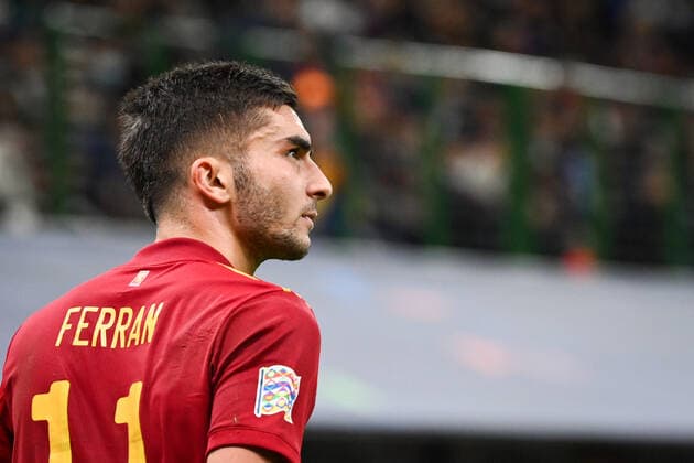 Photo LaPresse - Massimo Paolone October, 10 2021 Milan, Italy soccer Spain vs France - Nations League Final Season 2020 2021 - San Siro Stadium of Milan. In the pic: Ferran Torres (Spain) looks on  Copyright: xMassimoxPaolone LaPressex