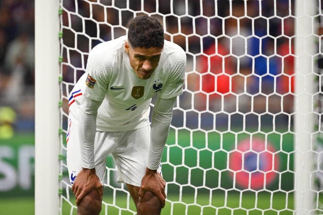 Photo LaPresse - Massimo Paolone October, 10 2021 Milan, Italy soccer Spain vs France - Nations League Final Season 2020 2021 - San Siro Stadium of Milan. In the pic: Raphael Varane (France) injured  Copyright: xMassimoxPaolone LaPressex