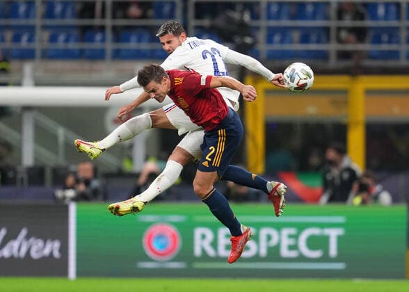 ESP: Spain - France. UEFA Nations League 2021 Final Cesar Azpilicueta of Spain and Theo Hernandez of France during the UEFA Nations League match between Spain and France played at San Siro Stadium on October 10, 2021 in Milan, Italy. kpng Copyright: xPRESSINPHOTOx PS_211010_020