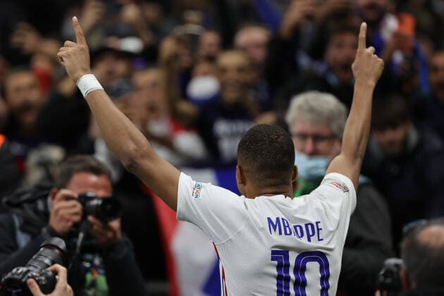 Mandatory Credit: Photo by Fabrizio Carabelli LiveMedia Shutterstock (12532157bi) Kylian Mbappe of France celebrates after scoring a goal football UEFA Nations League match Final - Spain vs France, Milan, Italy - 10 Oct 2021 football UEFA Nations League match Final - Spain vs France, Milan, Italy - 10 Oct 2021  Copyright: xFabrizioxCarabelli LiveMedia Shutterstockx 12532157bi