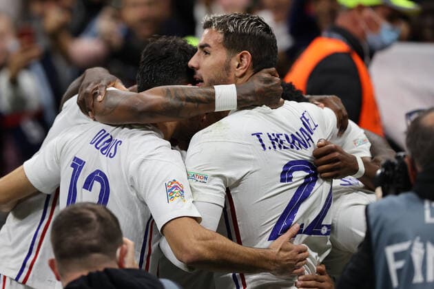 Mandatory Credit: Photo by Fabrizio Carabelli LiveMedia Shutterstock (12532157bk) Kylian Mbappe of France celebrates with his teammates after scoring a goal football UEFA Nations League match Final - Spain vs France, Milan, Italy - 10 Oct 2021 football UEFA Nations League match Final - Spain vs France, Milan, Italy - 10 Oct 2021  Copyright: xFabrizioxCarabelli LiveMedia Shutterstockx 12532157bk