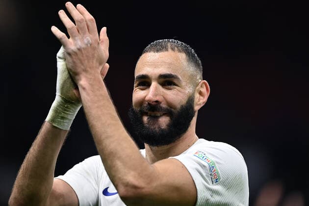 Mg Milano 10 10 2021 - Uefa Nations League Spagna-Francia foto Matteo Gribaudi Image nella foto: esultanza fine gara Karim Benzema 