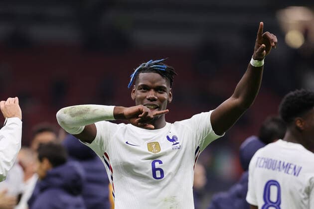 October 10, 2021, Milan, Italy: Paul Pogba of France celebrates the victory at the end of the match during the UEFA Nations League Finals 2021 final football match between Spain and France at Giuseppe Meazza Stadium, Milan, Italy on October 10, 2021 football UEFA Nations League match - Final - Spain vs France, Milan, Italy  - ZUMAl164 20211010_zsa_l164_455 Copyright: xFabrizioxCarabellix