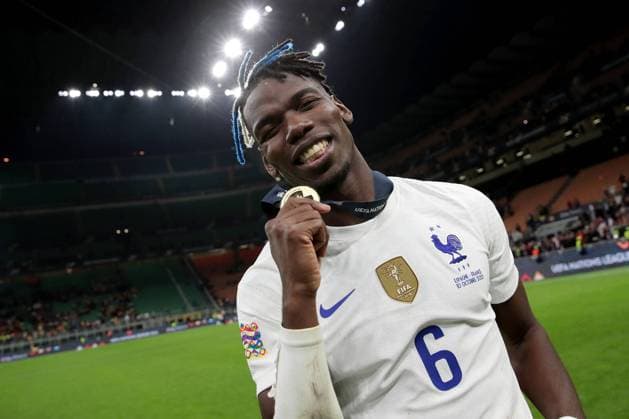 MILAN, ITALY - OCTOBER 10: Paul Pogba of France celebrates with their winners medal following the UEFA Nations League 2021 Final match between Spain and France at San Siro Stadium on October 10, 2021 in Milan, Italy. (Photo by Emilio Andreoli - UEFA UEFA via Getty Images Insidefoto Insidefoto) insidefoto