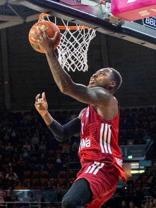 Bayerns 1 Deshaun THOMAS. Basketball, FC Bayern Muenchen - Loewen Braunschweig, BBL-Hauptrunde, Saison 2021-2022, am 10.10.2021 in Muenchen, A U D I D O M E, Deutschland. Quelle Copyright Credit : Oryk HAIST