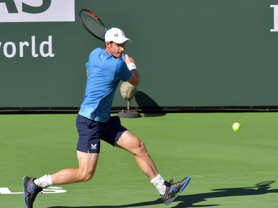 INDIAN WELLS, CA - OCTOBER 10: Andy Murray (GBR) in action during his men s singles match at the BNP Paribas Open on October 10, 2021, at the Indian Wells Tennis Garden, Indian Wells, CA. (Photo by Cynthia Lum Icon Sportswire) TENNIS: OCT 10 BNP Paribas Open Icon250211010632
