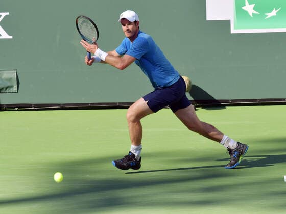 INDIAN WELLS, CA - OCTOBER 10: Andy Murray (GBR) in action during his men s singles match at the BNP Paribas Open on October 10, 2021, at the Indian Wells Tennis Garden, Indian Wells, CA. (Photo by Cynthia Lum Icon Sportswire) TENNIS: OCT 10 BNP Paribas Open Icon250211010636
