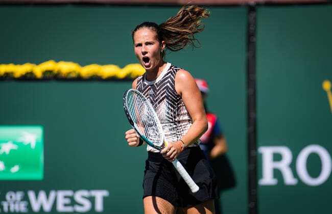 October 11, 2021, INDIAN WELS, UNITED STATES: Daria Kasatkina of Russia in action during the third round at the 2021 BNP Paribas Open WTA, Tennis Damen 1000 tennis tournament against Angelique Kerber of Germany INDIAN WELS UNITED STATES - ZUMAa181 20211011_zaa_a181_010 Copyright: xRobxPrangex