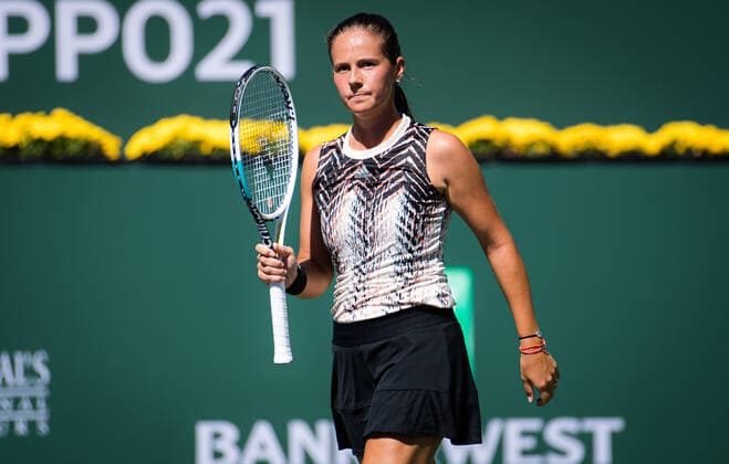 October 11, 2021, INDIAN WELS, UNITED STATES: Daria Kasatkina of Russia in action during the third round at the 2021 BNP Paribas Open WTA, Tennis Damen 1000 tennis tournament against Angelique Kerber of Germany INDIAN WELS UNITED STATES - ZUMAa181 20211011_zaa_a181_012 Copyright: xRobxPrangex