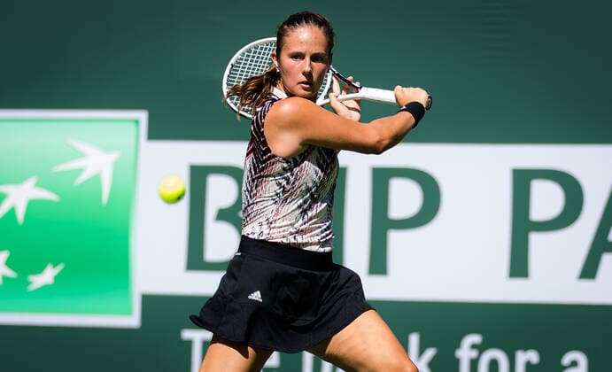 October 11, 2021, INDIAN WELS, UNITED STATES: Daria Kasatkina of Russia in action during the third round at the 2021 BNP Paribas Open WTA, Tennis Damen 1000 tennis tournament against Angelique Kerber of Germany INDIAN WELS UNITED STATES - ZUMAa181 20211011_zaa_a181_014 Copyright: xRobxPrangex