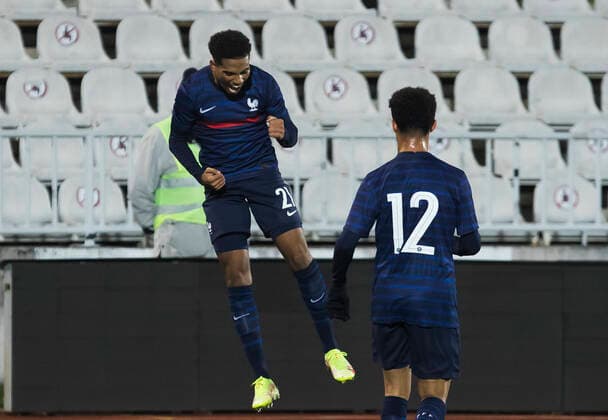 Amine Adli FOOTBALL : Serbie vs France - Espoirs - Qualification Euro 2023 - Belgrade - 12 10 2021 NikolaKrstic Panoramic 