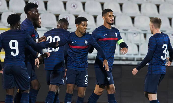 Amine Adli FOOTBALL : Serbie vs France - Espoirs - Qualification Euro 2023 - Belgrade - 12 10 2021 NikolaKrstic Panoramic 