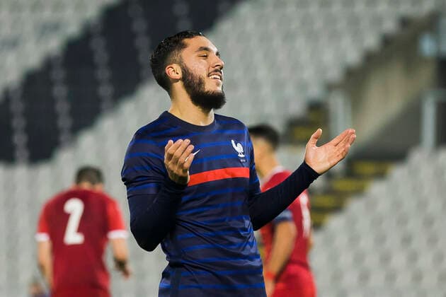 Rayan Cherki FOOTBALL : Serbie vs France - Espoirs - Qualification Euro 2023 - Belgrade - 12 10 2021 NikolaKrstic Panoramic 