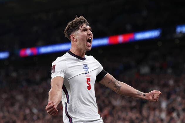Sport Themen der Woche KW41 Sport Bilder des Tages England v Hungary 12 October 2021, London - International Football - World Cup Qualifier - England v Hungary - John Stones of England celebrates after scoring their 1st goal - Photo: Charlotte Wilson Offside. London UK *** England gegen Ungarn 12. Oktober 2021, London Internationales Fußball-WM-Qualifikationsspiel England gegen Ungarn John Stones von England jubelt nach seinem 1. Tor Foto Charlotte Wilson Abseits London UK  Copyright: xCharlottexWilsonx xOffsidexOffside
